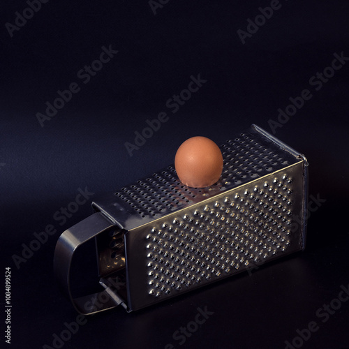 grate the egg, chopped eggs