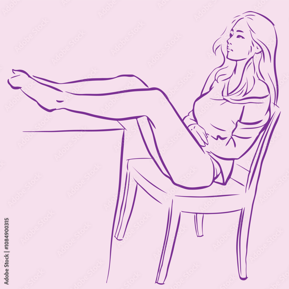 silhouette of a sexy woman sitting vector for illustration card decoration