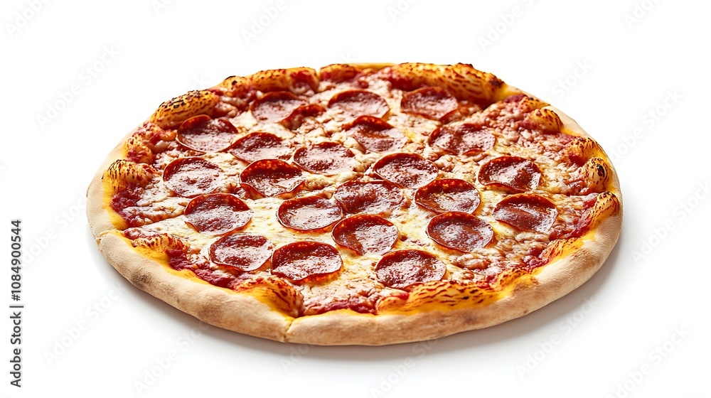 Pepperoni pizza isolated on white background Close up view Pepperoni pizza isolated on white background Close up view