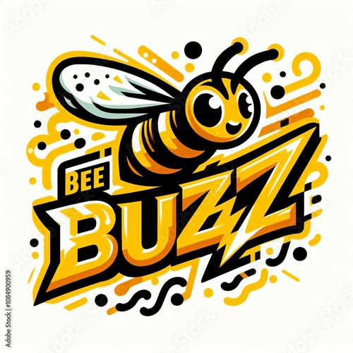 Bee Buzz A busy illustration of a bee's head with a bright yello