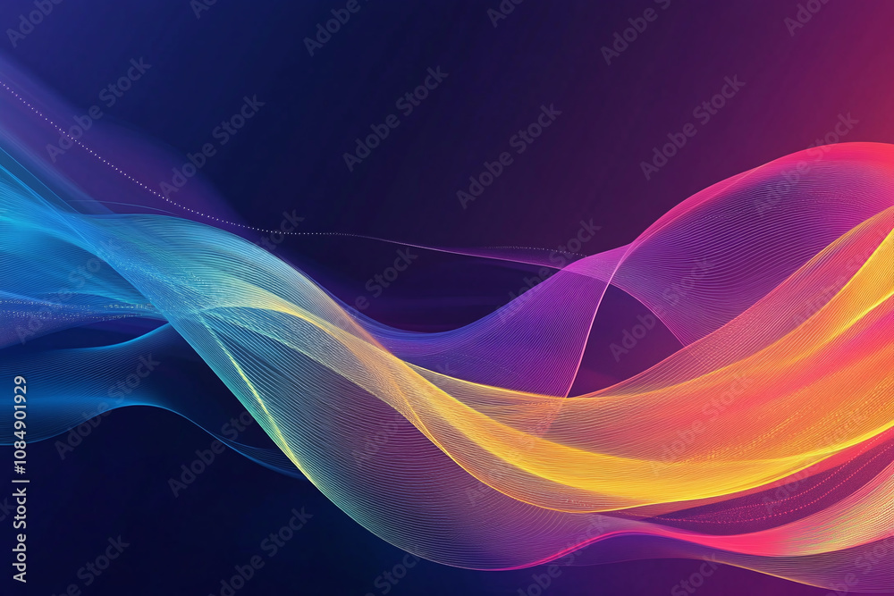 Colorful Light Trails with Glowing Neon Waves and Vibrant Energy Flow