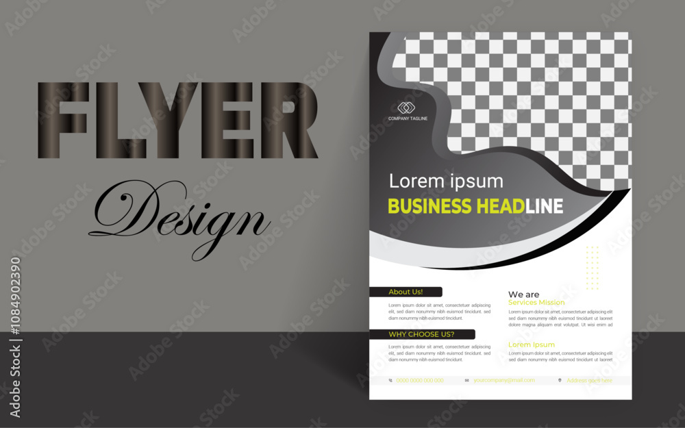 Naklejka premium Business agency flyer template design. Corporate, marketing, business proposal, promotion, advertise, publication, cover page. new digital marketing poster