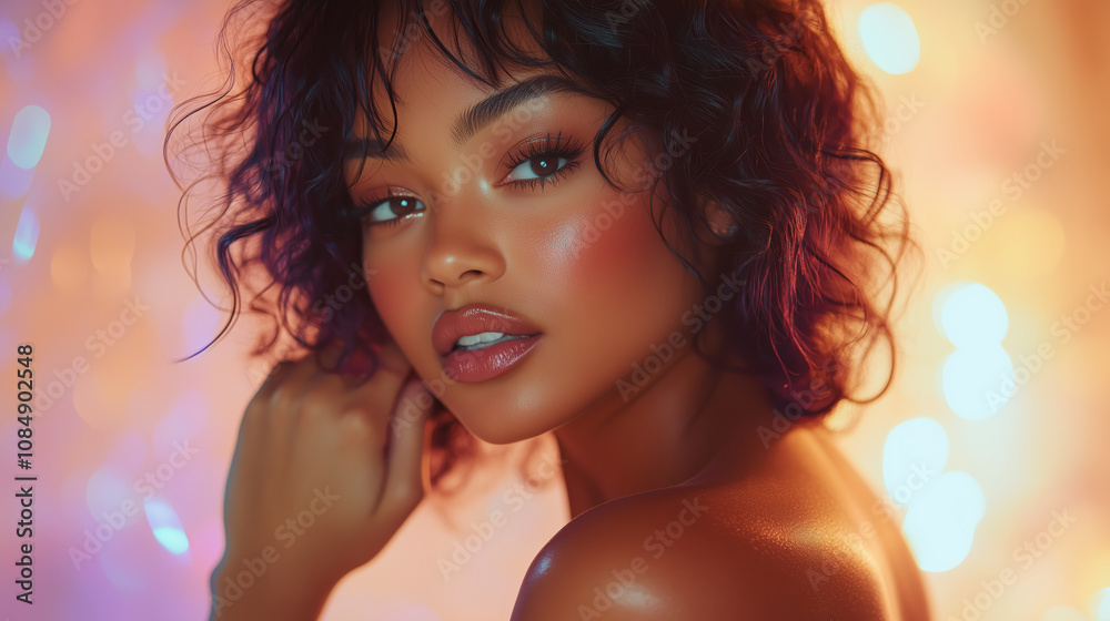 Stunning Portrait of a Woman with Curly Hair Stunning Portrait of a Woman with Curly Hair