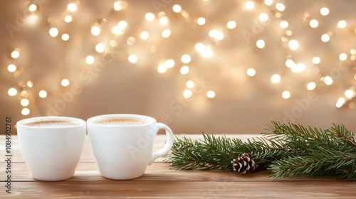 Wallpaper Mural Cozy winter gathering with hot drinks wooden deck festive atmosphere snowy delight inviting view Torontodigital.ca