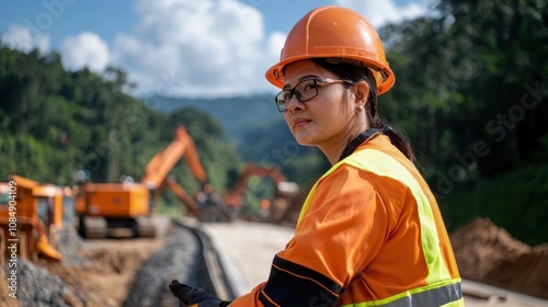 Civil engineer supervising road construction malaysia professional portrait outdoor focused perspective empowerment photo