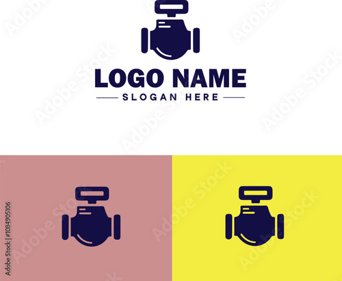 Plumbing icon Pipe symbol Plumbing emblem Waterworks icon flat logo sign symbol editable vector