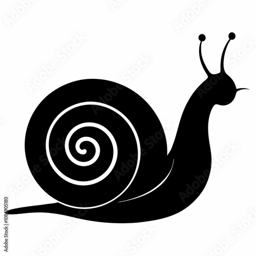 Snail Silhouette Vector Illustration on white background 