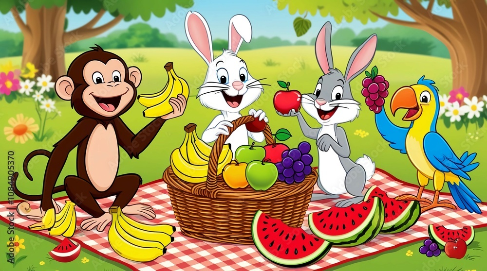 Naklejka premium easter bunny and easter eggs