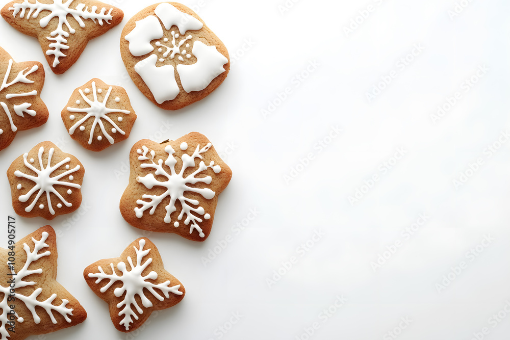 Decorated Christmas Cookies in Red, Green, and White with Snowflake and Star Shapes Decorated Christmas Cookies in Red, Green, and White with Snowflake and Star Shapes