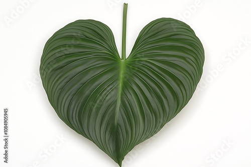 Single Heart Shaped Green Plant Leaf Isolated photo