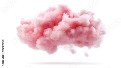 Fluffy pink cloud formation floating in bright background, evoking dreamy and whimsical atmosphere. Perfect for creative projects and designs