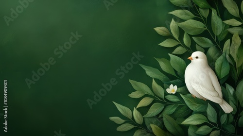 Dynamic Wildlife Conservation Day Banner Featuring White Dove and Lush Greenery photo