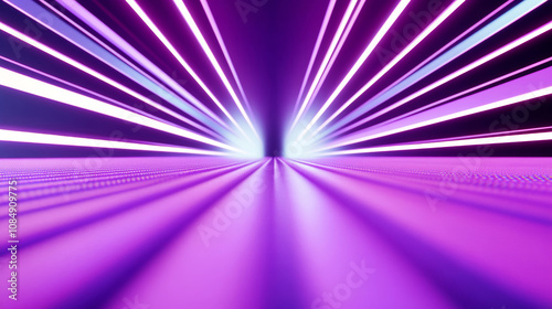 3D futuristic retro grid purple neon light technology digital grid abstract background copy space. pattern with rays lines and dots club bar disco geometric cyberpunk electronic data wallpaper photo