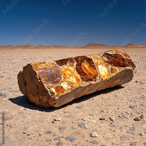 Petrfied Tree Trunk in Damaraland, Namibia, Africa near Twyfelfontain Dam photo