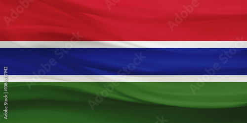 Gambia Flag Waving In The Air 