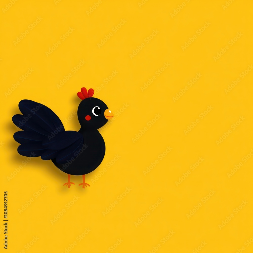 Fototapeta premium Cute Turkey Mascot Cartoon on Thanksgiving Background with Copy Space - Flat Lay Illustration