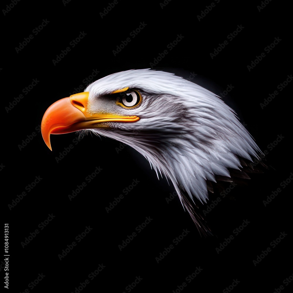 American Bald Eagle Head Close-Up Isolated on Background American Bald Eagle Head Close-Up Isolated on Background