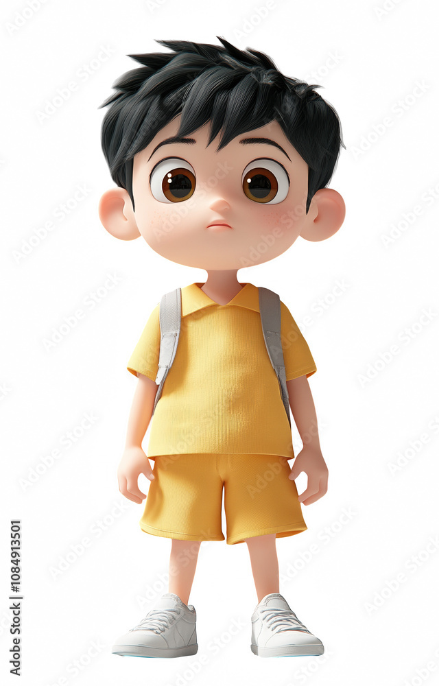 Animated Young Male Character in Casual Summer Outfit Animated Young Male Character in Casual Summer Outfit