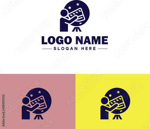 Film production icon Movie making Filmmaking Film industry flat logo sign symbol editable vector