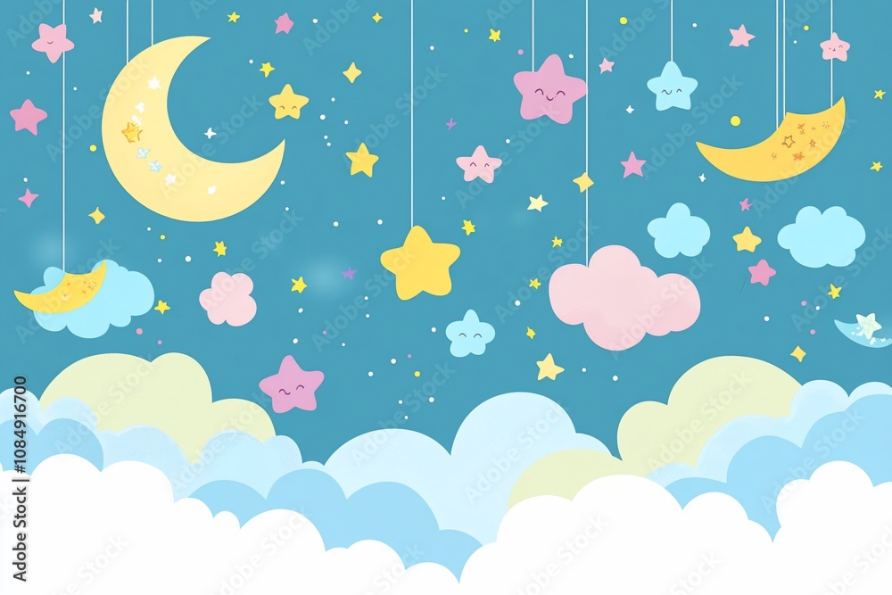 Whimsical Dreamy Sky Stars and Clouds Fantasy Whimsical Dreamy Sky Stars and Clouds Fantasy