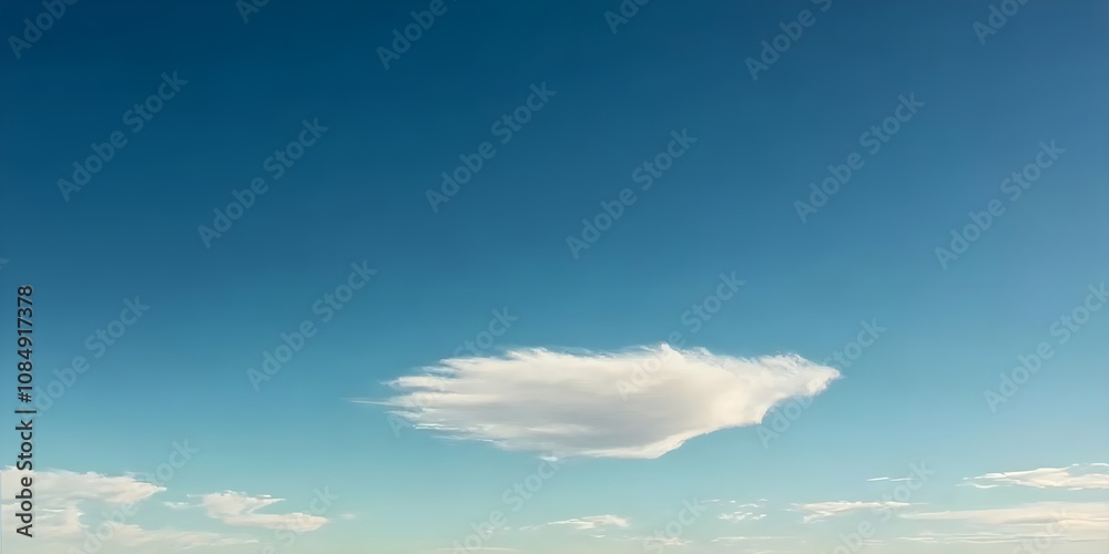 Fototapeta premium Serene White Cloud Against Blue Sky Background