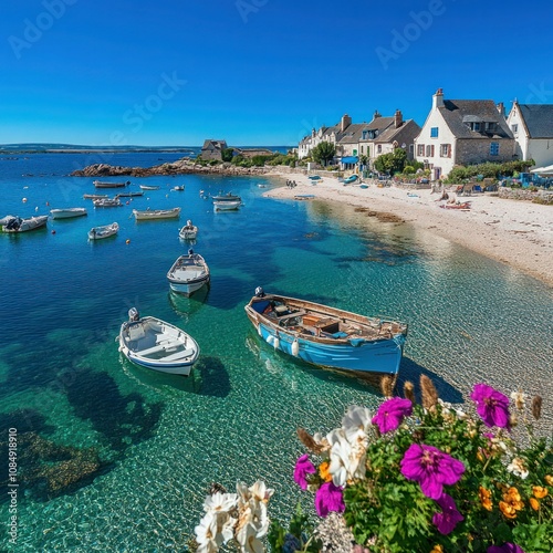 Scenic Panorama of Port Manech, Finistere, Brittany, France photo