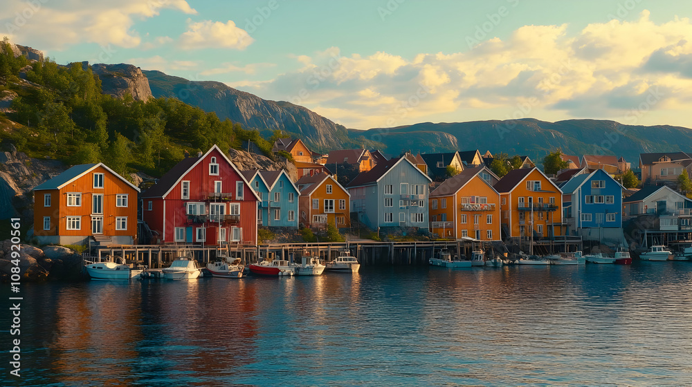 Obraz premium Colorful Houses on a Picturesque Coastline 