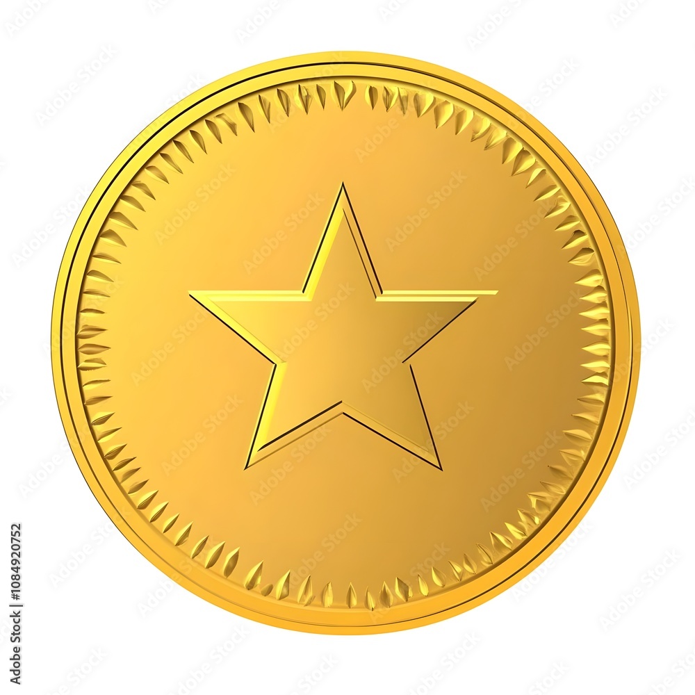 Circular Gold Seal with Star Vector Illustration Circular Gold Seal with Star Vector Illustration