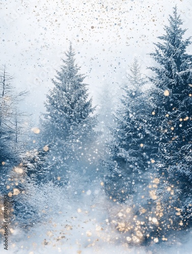 Elegant Winter Wonderland Abstract Snowy Forest Landscape