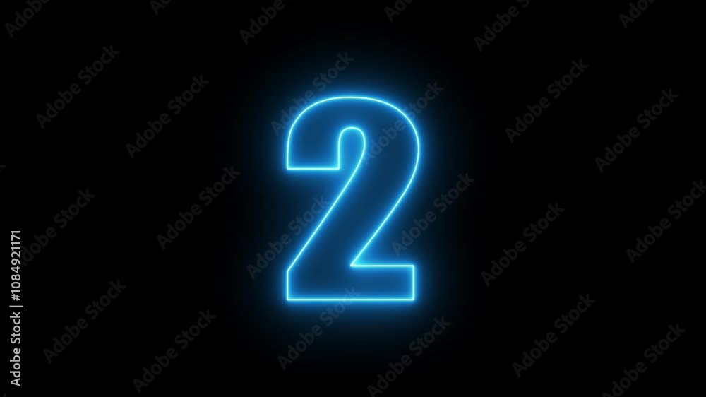 Blue Neon Countdown Timer Clock Number. Blue Neon Countdown Timer Clock Number.