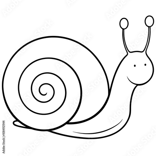 Snail Line Art Vector Illustration on White Background