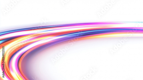 3D dynamic abstract neon light streak trail technology virtual reality background. cyberpunk futuristic fashion vibrant line modern colorful rainbow glow glossy striking wallpaper