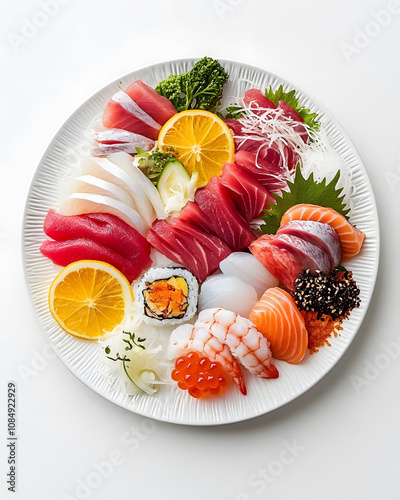 Japanese food, sushi or noodles, as well as desserts and drinks in the style and culture of Japan. photo