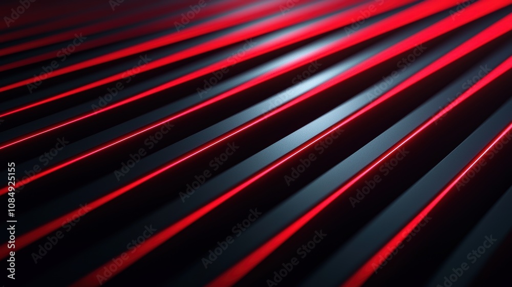 Abstract lines with red and black gradient lighting