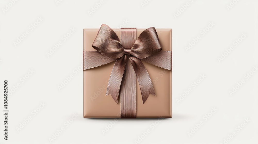 A gift box with ribbon, seasonal element, photorealistic style, shiny metallic wrapping, isolated on white background A gift box with ribbon, seasonal element, photorealistic style, shiny metallic wrapping, isolated on white background