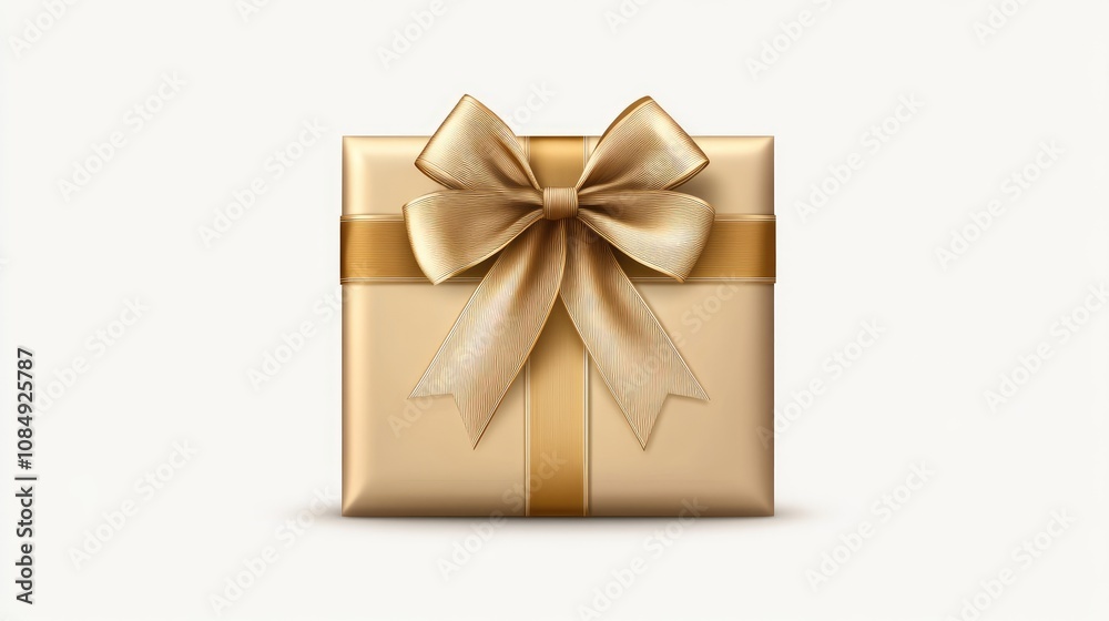 A gift box with ribbon, seasonal element, photorealistic style, shiny metallic wrapping, isolated on white background A gift box with ribbon, seasonal element, photorealistic style, shiny metallic wrapping, isolated on white background