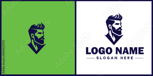 Men's grooming icon Male grooming Barbershop Men's salon flat logo sign symbol editable vector