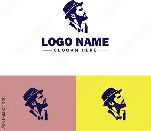 Men's grooming icon Male grooming Barbershop Men's salon flat logo sign symbol editable vector