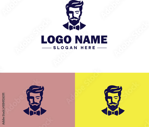 Men's grooming icon Male grooming Barbershop Men's salon flat logo sign symbol editable vector