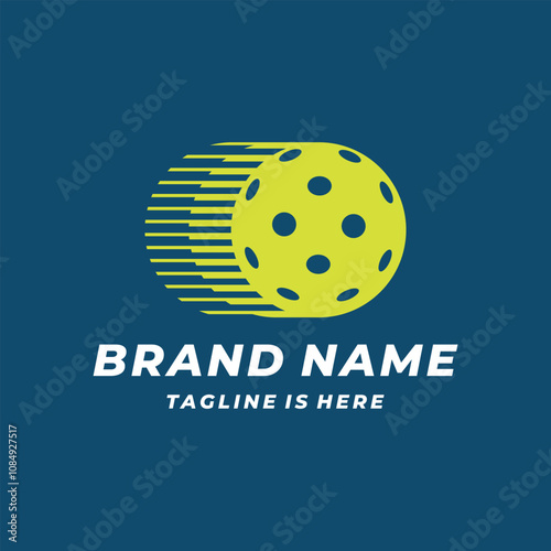 Modern logo with fast moving pickleball icon
