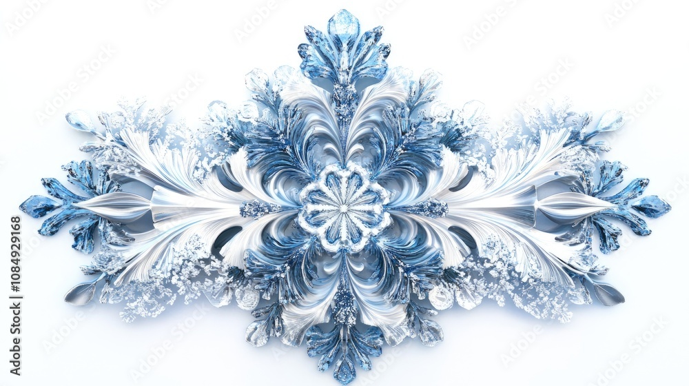 A snowflake clipart, winter icon, intricate 3D render, frosty blue and white hues, isolated on white background A snowflake clipart, winter icon, intricate 3D render, frosty blue and white hues, isolated on white background