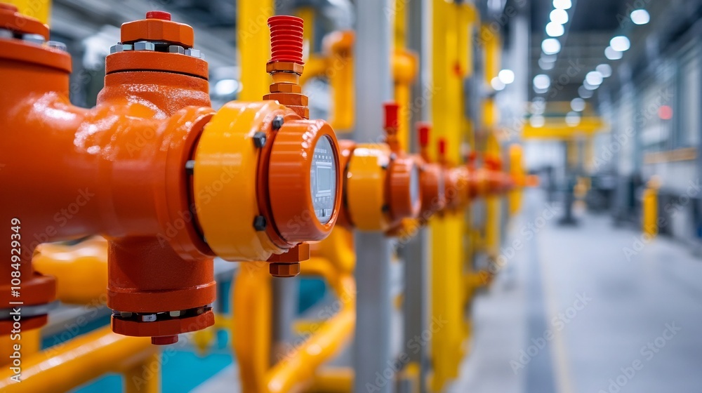 Close-up View of Automated Machines and Pipelines in a High-Tech Industrial Facility Close-up View of Automated Machines and Pipelines in a High-Tech Industrial Facility
