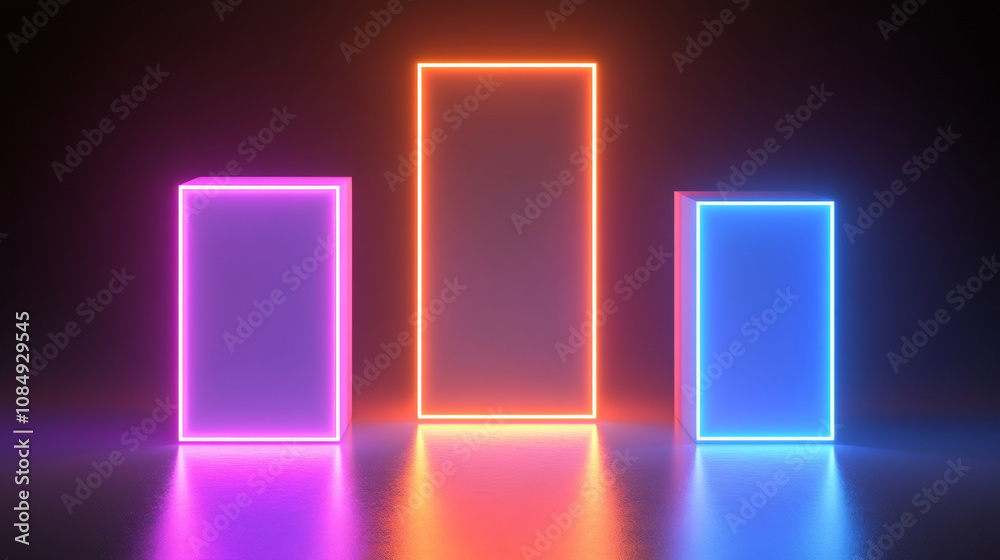 3D abstract neon light technology virtual reality background. cyberpunk futuristic luxury fashion sci-fi line and shape curve geometric colorful rainbow glow glossy glass retro vibe wallpaper 3D abstract neon light technology virtual reality background. cyberpunk futuristic luxury fashion sci-fi line and shape curve geometric colorful rainbow glow glossy glass retro vibe wallpaper