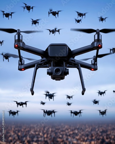 Drone Swarm Aerial Photography Technology Surveillance Flight Robotics Many Drones