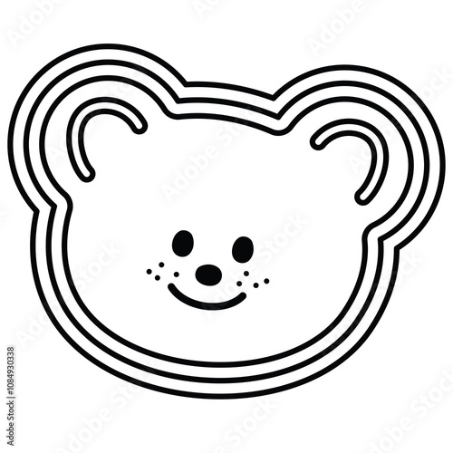 Teddy bear face outline for kid colouring book, art, painting, animal, tattoo, zoo, souvenir shop, cartoon character, comic, mascot, happy emoji, cute patch, fabric print, plush toy, kid doll, sketch