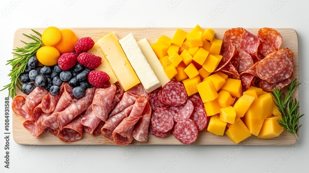 A vibrant charcuterie board featuring assorted meats, cheeses, fruits, and garnishes, perfect for entertaining or casual snacking. A vibrant charcuterie board featuring assorted meats, cheeses, fruits, and garnishes, perfect for entertaining or casual snacking.