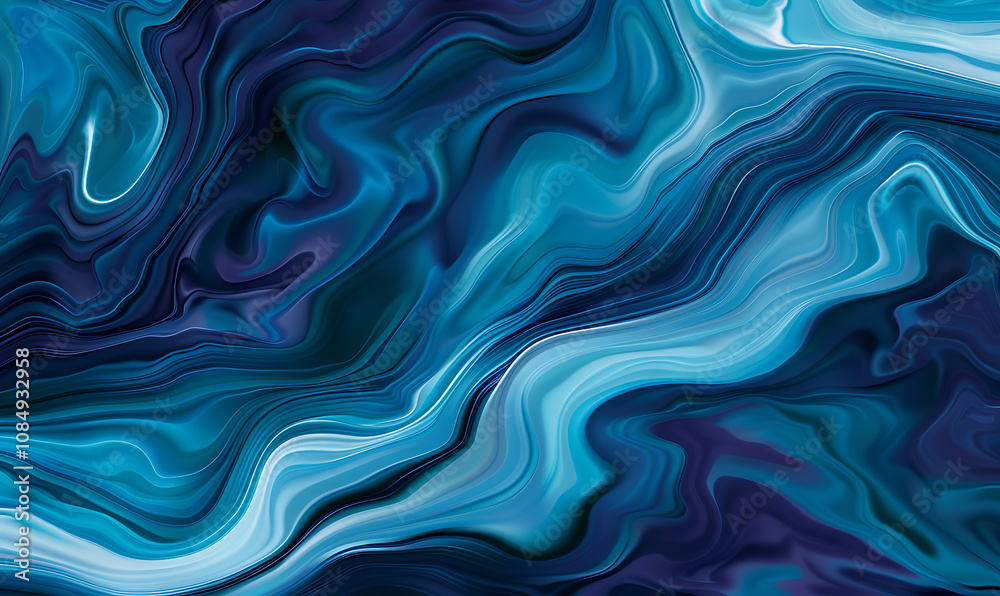 Smooth curves in turquoise and navy create a tranquil, fluid abstract background Smooth curves in turquoise and navy create a tranquil, fluid abstract background