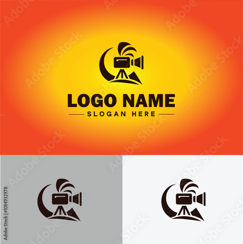 Media production icon Content creation Media development Production studio flat logo sign symbol editable vector