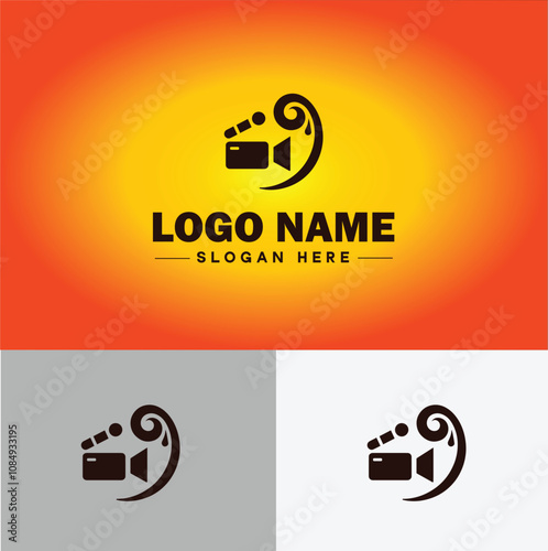 Media production icon Content creation Media development Production studio flat logo sign symbol editable vector