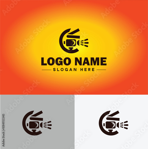 Media production icon Content creation Media development Production studio flat logo sign symbol editable vector